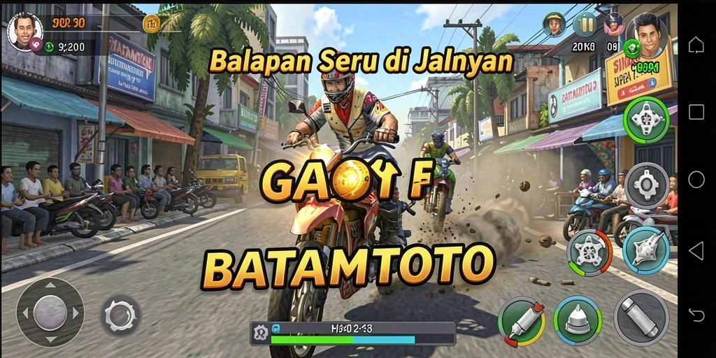 Tampilan utama gameplay balapan yang menegangkan di BATAMTOTO.