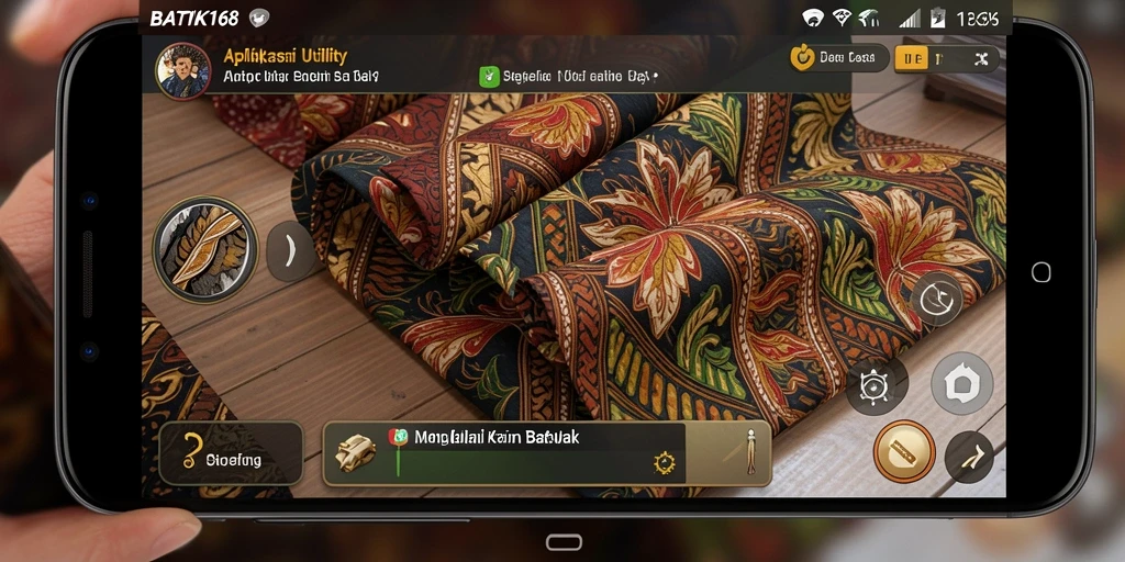 Tampilan screenshot utama BATIK168 dengan fitur pemindaian dan koleksi batik.