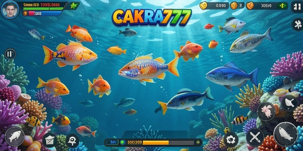 Gameplay seru CAKRA777 dengan ikannya yang beraneka ragam.