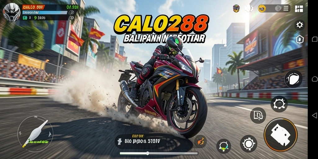 Tampilan gameplay menegangkan dalam balapan motor CALO288.
