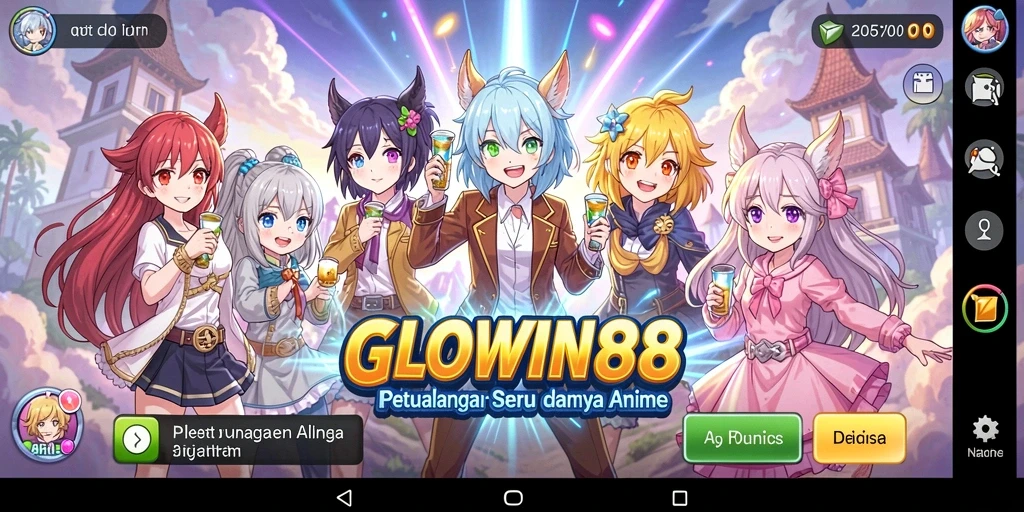 Gameplay spektakuler GLOWIN88 dengan karakter anime yang unik.