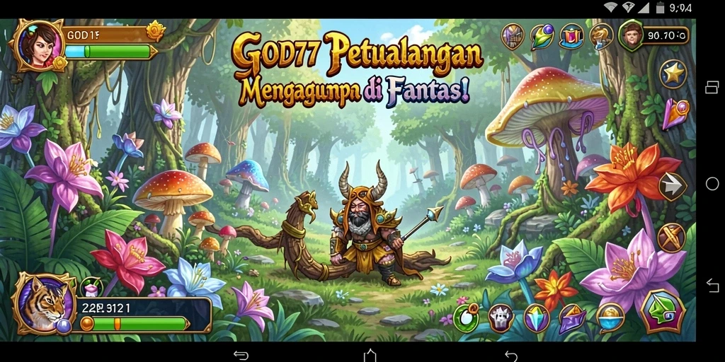 Screenshot utama GOD77 menampilkan gameplay seru dalam petualangan fantasi.