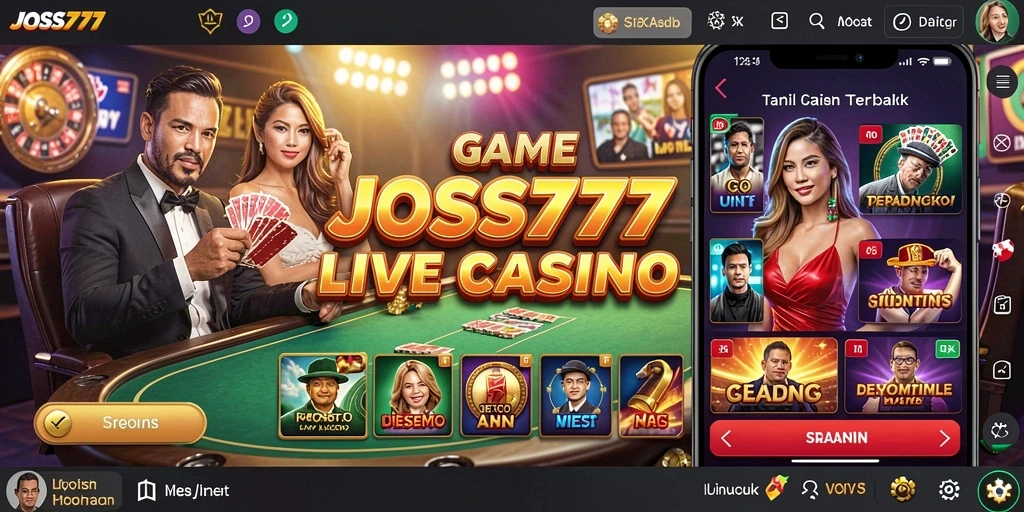 Tampilan screenshot utama JOSS777 yang menampilkan gameplay Live Casino yang mendebarkan.