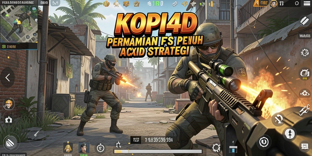 Tangkapan layar menampilkan aksi seru dalam permainan FPS KOPI4D.