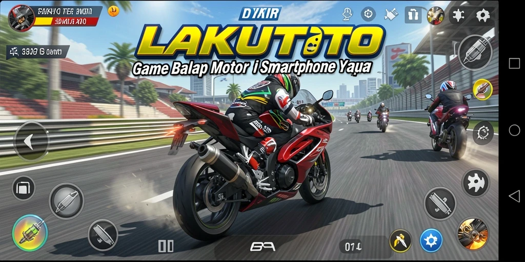 Tampilan gameplay menegangkan dari LAKUTOTO saat peserta balap bersaing.