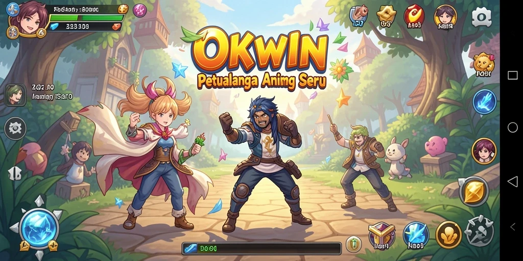Gameplay seru dari OKWIN yang menampilkan karakter Anime yang dinamis.