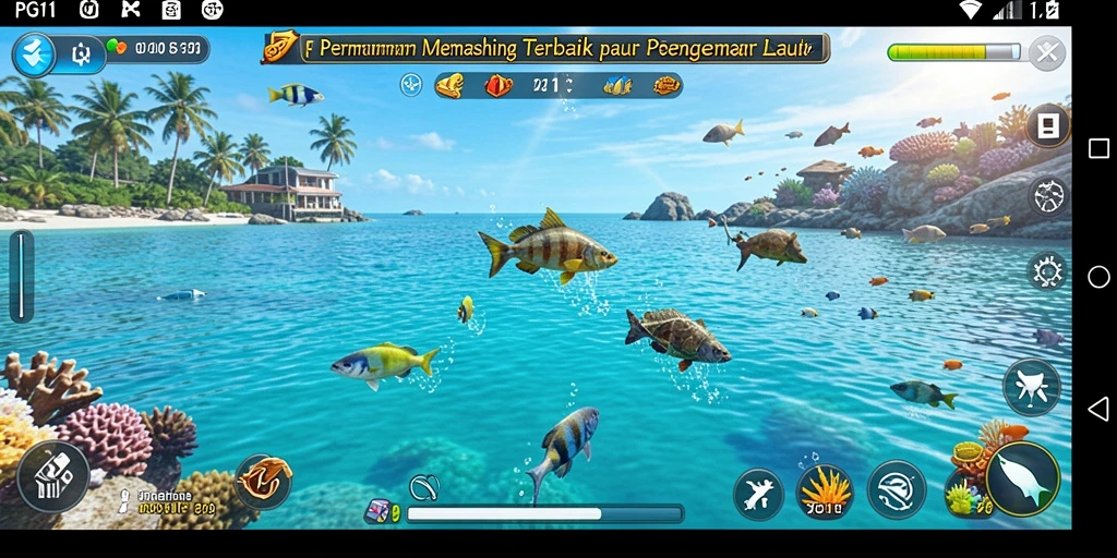 Tampilan gameplay PG11 dengan pengalaman memancing yang mendebarkan.