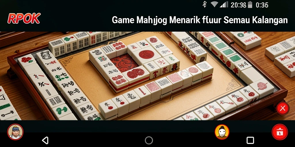 Screenshot gameplay <strong>RPOK</strong> yang menampilkan pertarungan menegangkan di papan Mahjong.
