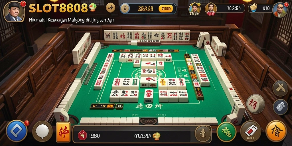 Gameplay Mahjong yang seru di SLOT8808 dengan grafis menawan.