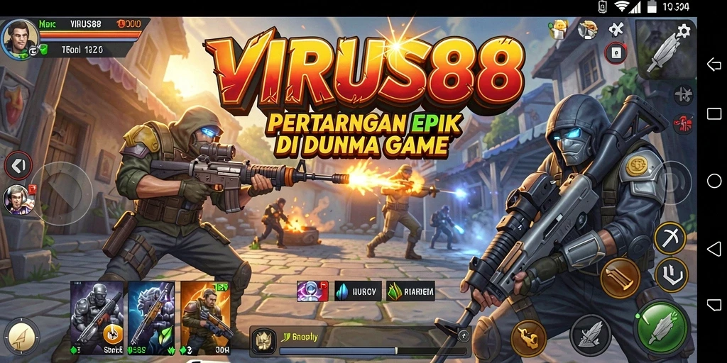 Tampilan gameplay <strong>VIRUS88</strong> menunjukkan aksi pertarungan yang seru.