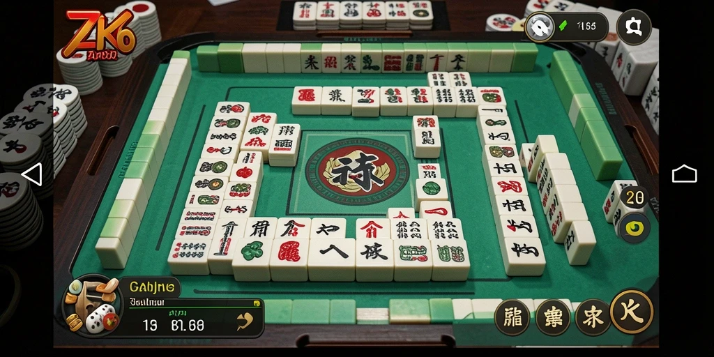 Tampilan gameplay ZK6 dengan berbagai ubin Mahjong yang menantang.